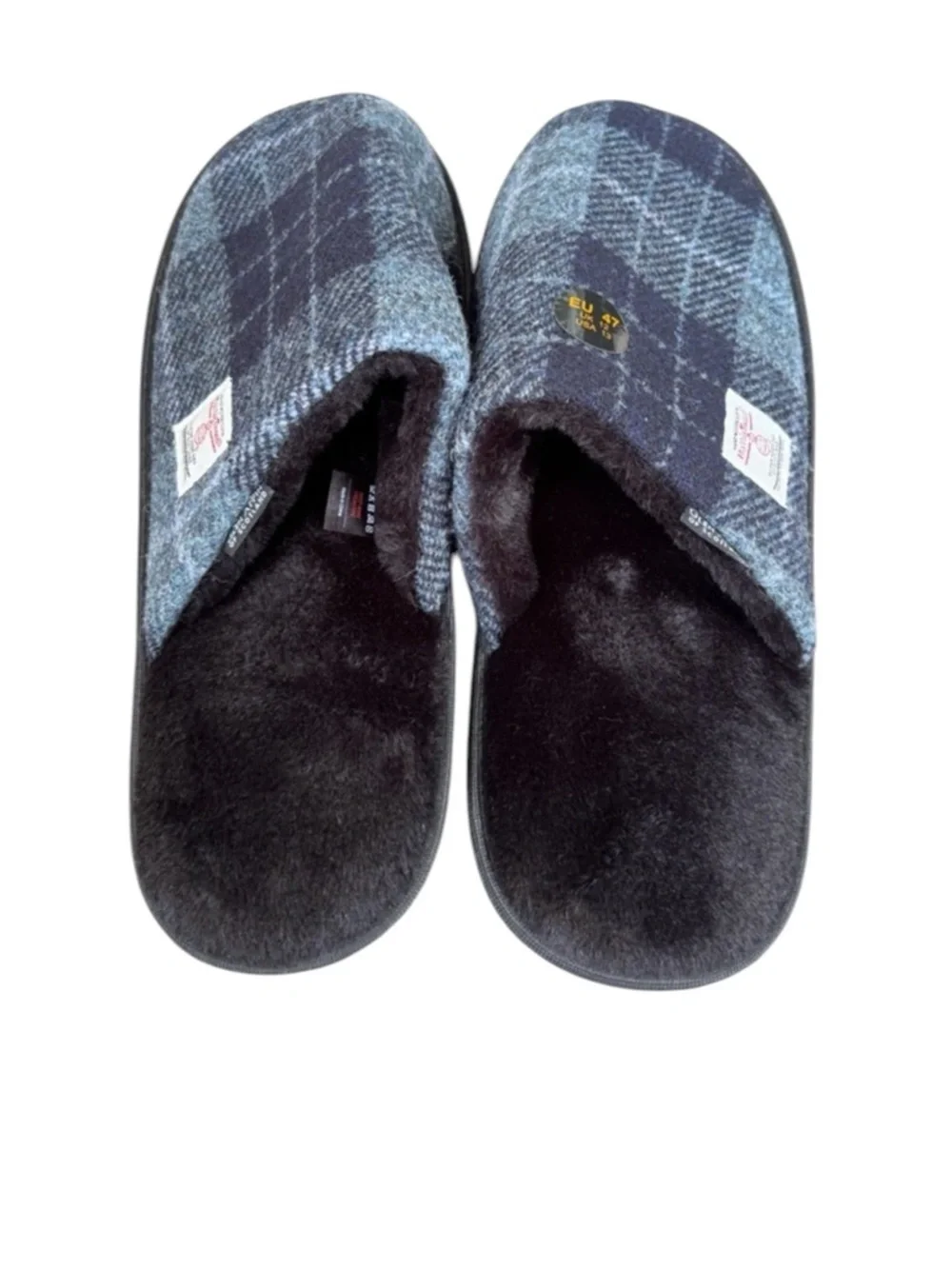 NWT Harris Tweed Men’s Tartan Wool Slip-On House Slippers Size 13